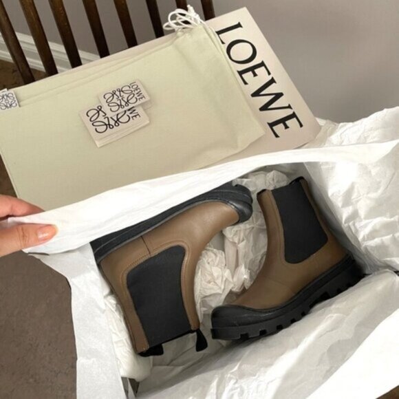 Loewe Khaki Green Rubber-Trimmed Leather Chelsea Boots - 5, in box 🇪🇸 - Picture 12 of 14
